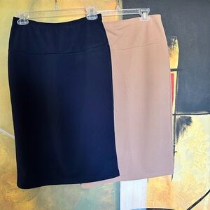 SHEIN Black and Tan Pencil Skirt Duo